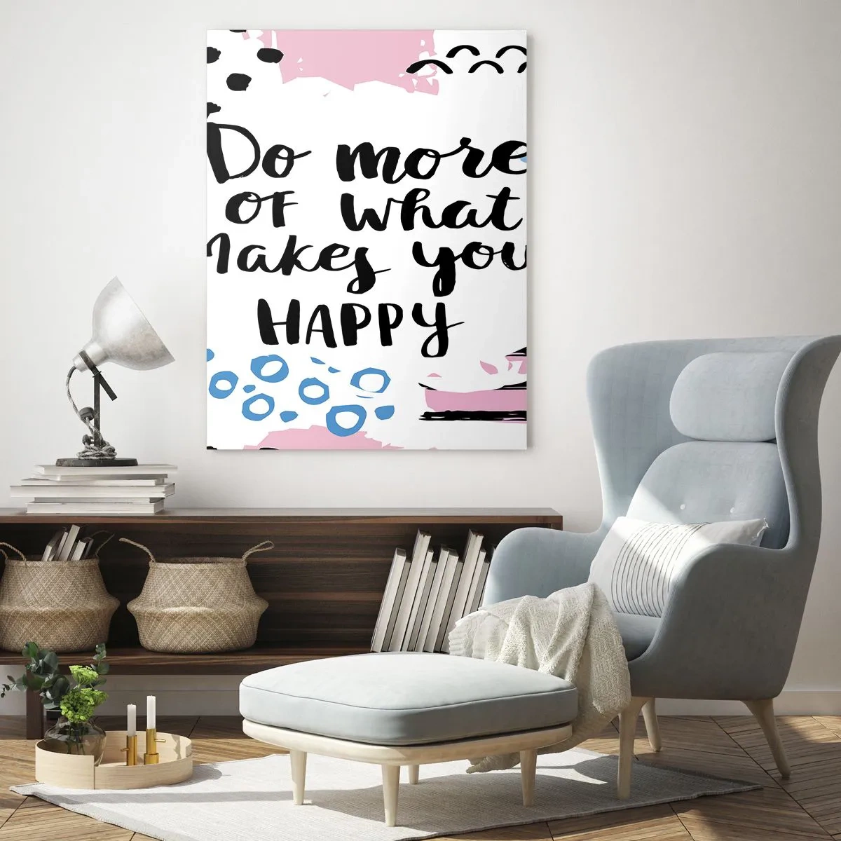 Glastavla - Bild på glas - Hur man blir lycklig - 50x70 cm