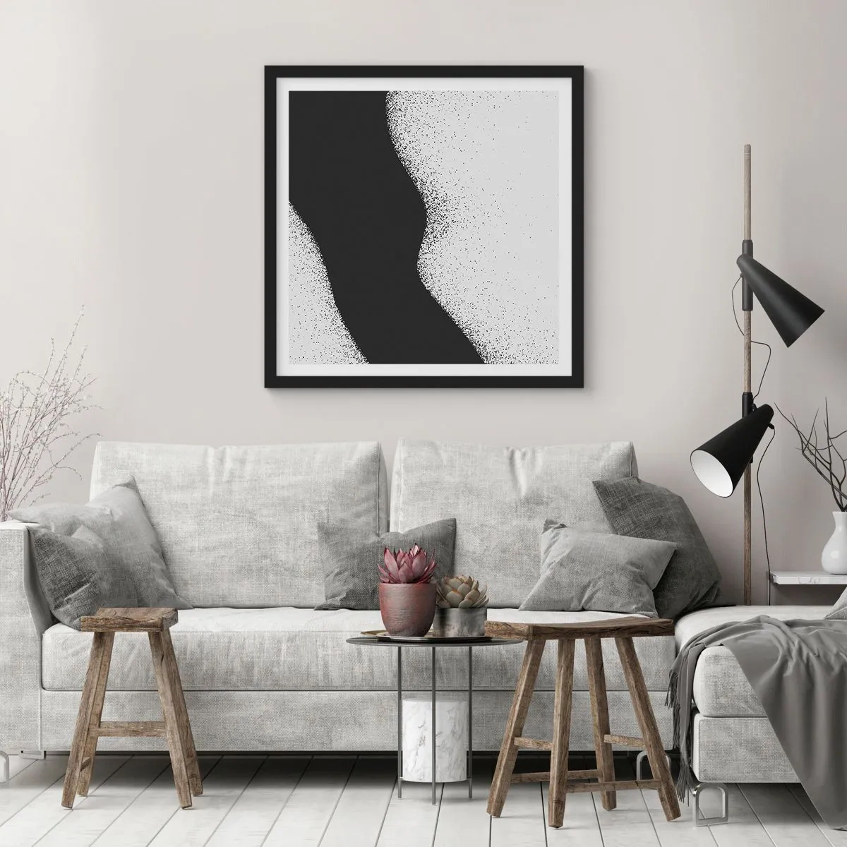 Affisch i svart ram - Flytande balans - 30x30 cm