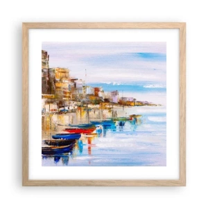 Affisch i ram av ljusek - Flerfärgad urban hamn - 40x40 cm