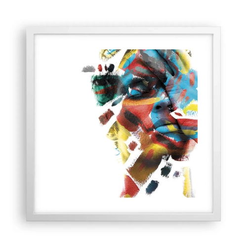 Affisch i vit ram - Färgrik personlighet - 40x40 cm