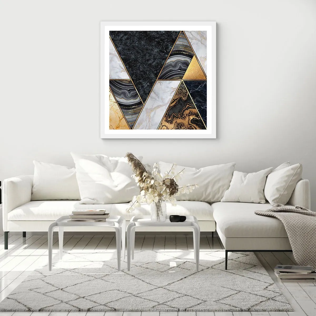 Affisch i vit ram - Sten vid sten - 40x40 cm