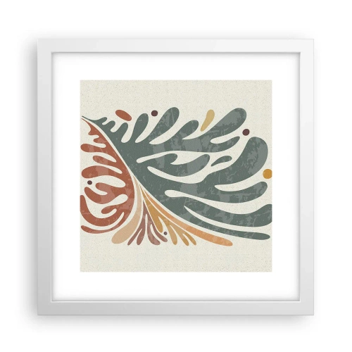 Affisch i vit ram - Flerfärgat blad - 30x30 cm