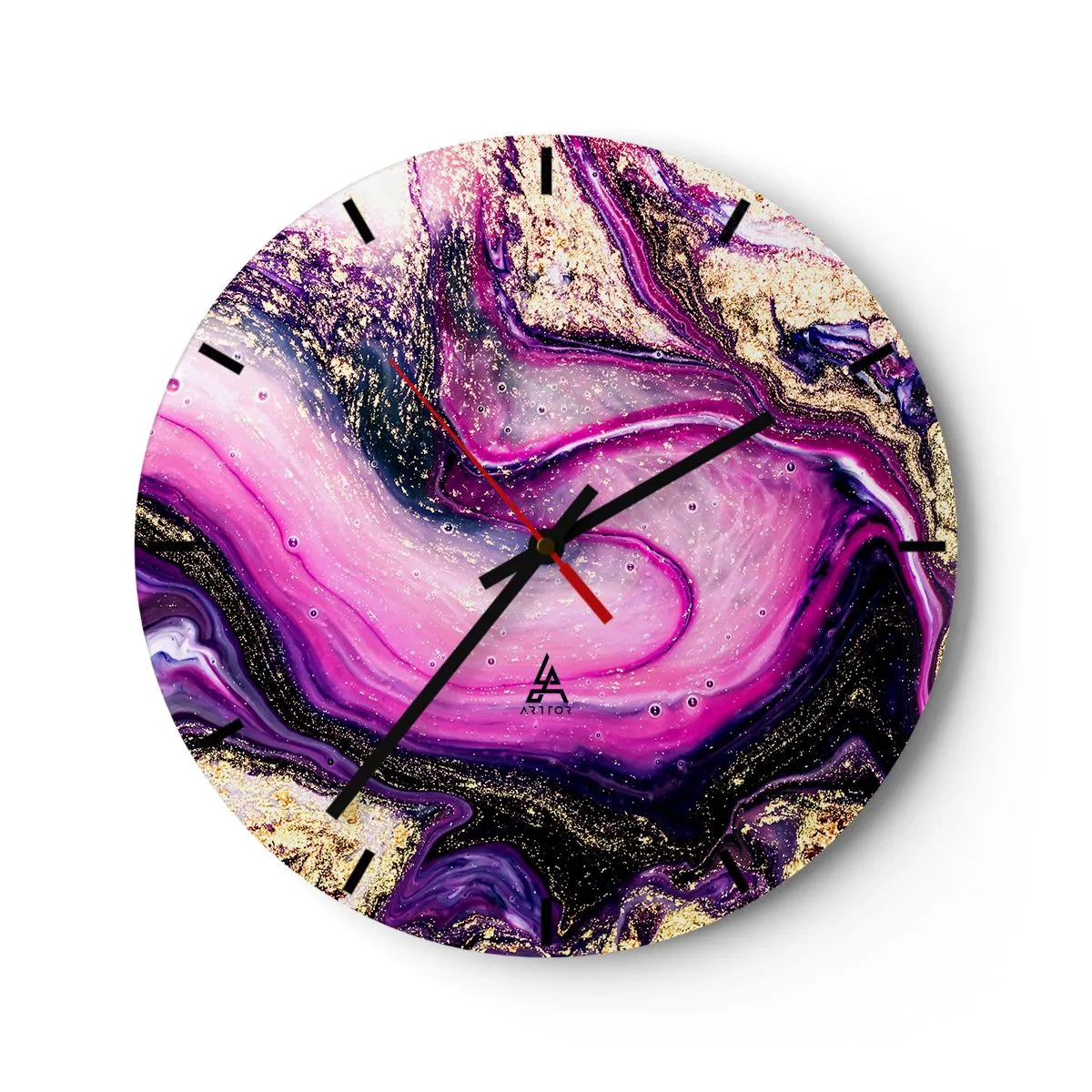 Väggklocka - Klocka på glas - En stund bakom kulisserna - 40x40 cm