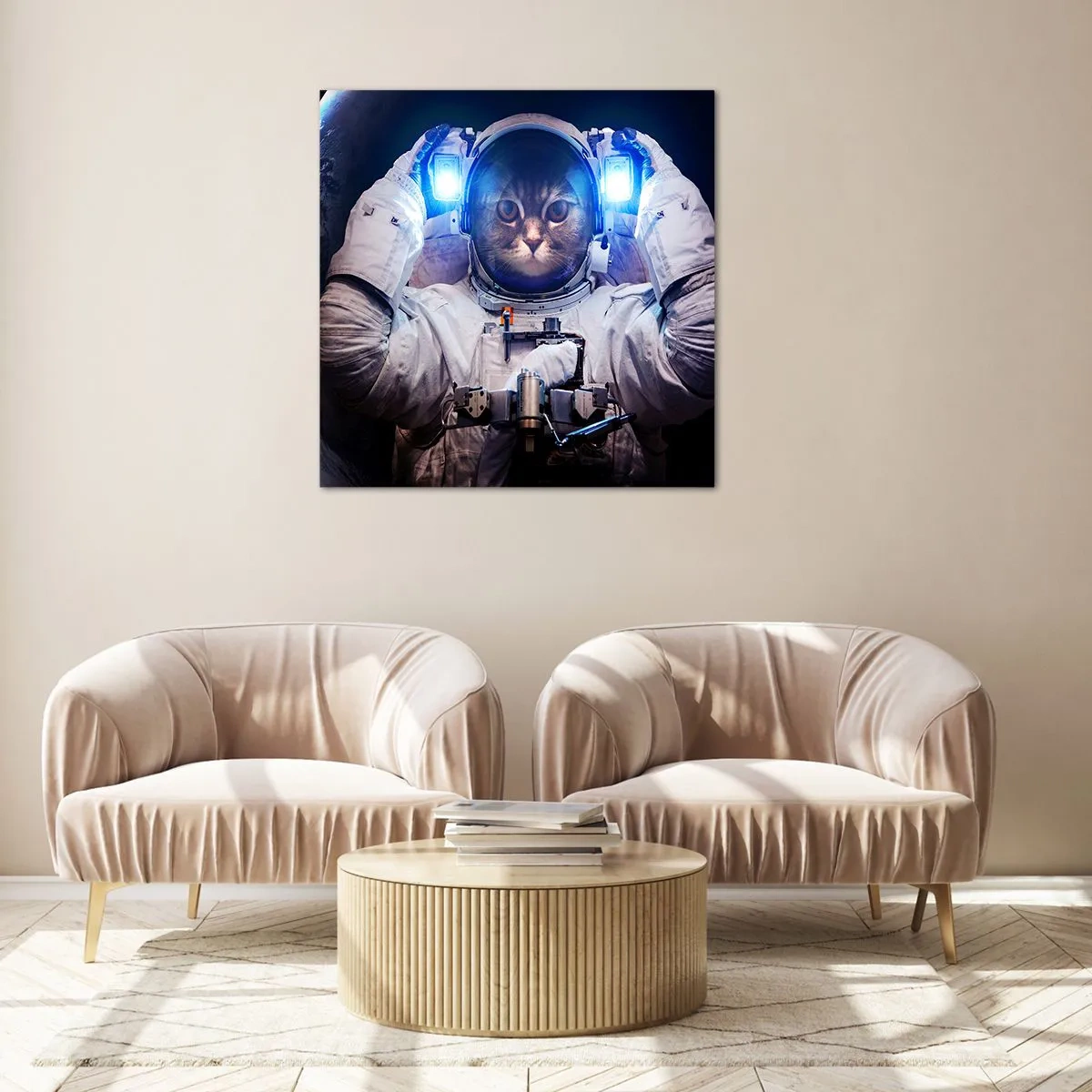 Glastavla - Bild på glas - Houston, ni har problem - 70x70 cm