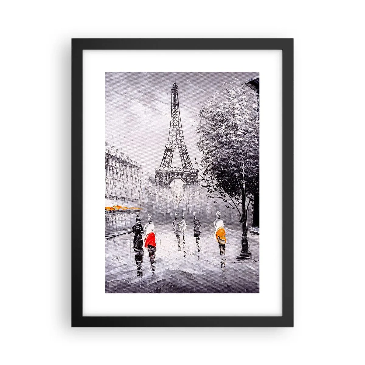 Affisch i svart ram - Promenad i Paris - 30x40 cm