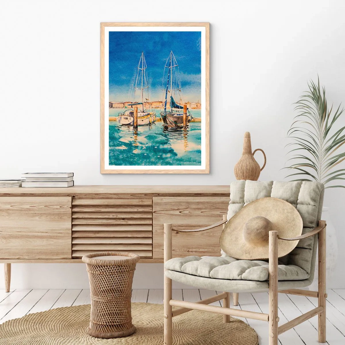 Affisch i ram av ljusek - Solig lagun - 61x91 cm