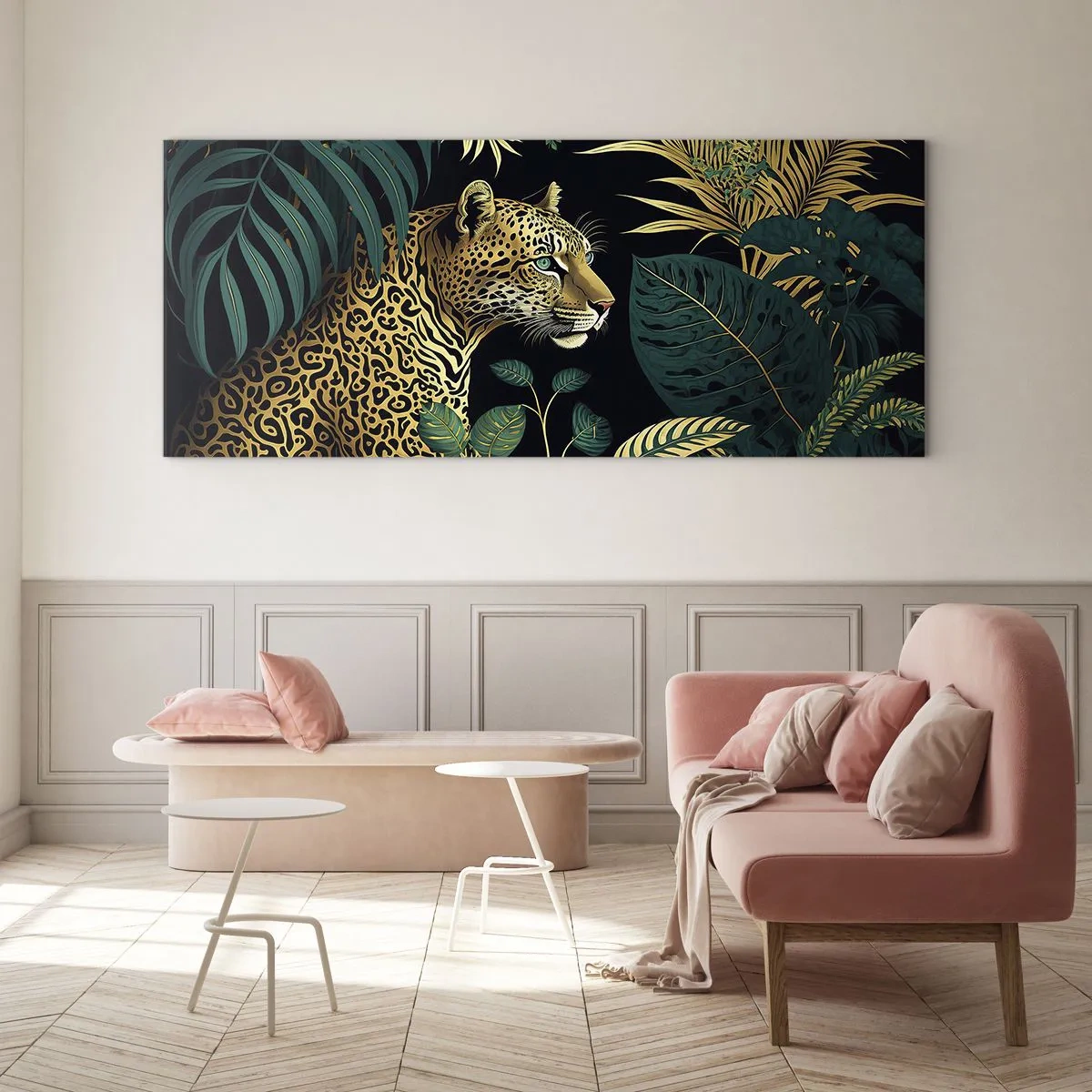 Glastavla - Bild på glas - Värden i djungeln - 100x40 cm