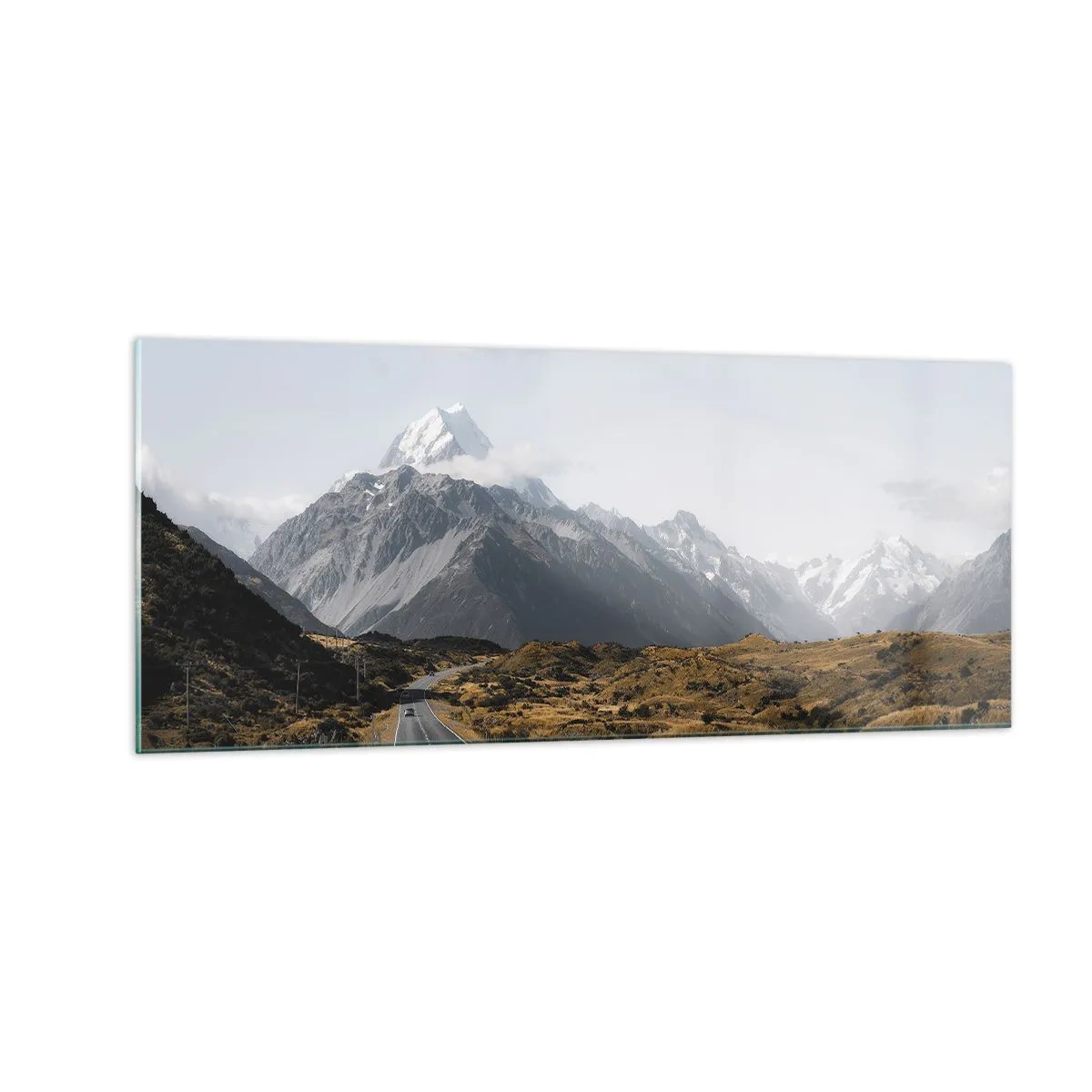 Glastavla - Bild på glas - Väg till fjällens hjärta - 100x40 cm