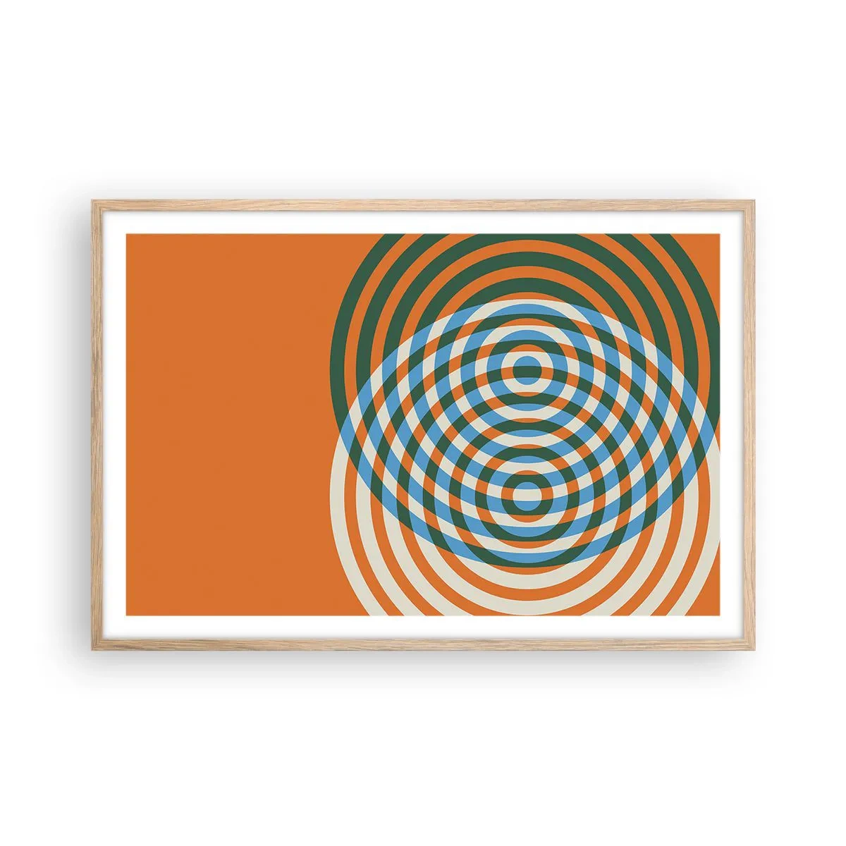 Affisch i ram av ljusek - Abstrakt cirkulär variation - 91x61 cm