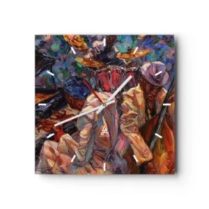 Väggklocka - Klocka på glas - I en rytm - 30x30 cm