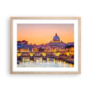 Affisch i ram av ljusek - Solnedgången över Den eviga staden - 50x40 cm