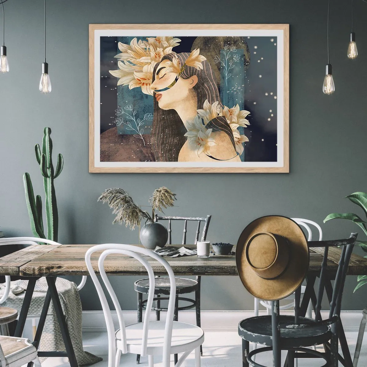 Affisch i ram av ljusek - Sagan om drottning med liljor - 100x70 cm