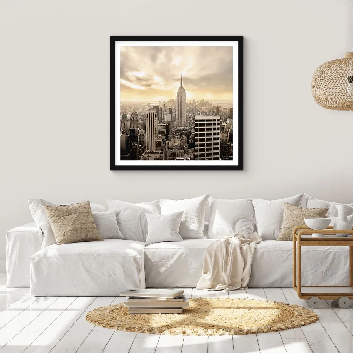 Affisch i svart ram - New York i grånyanser - 30x30 cm