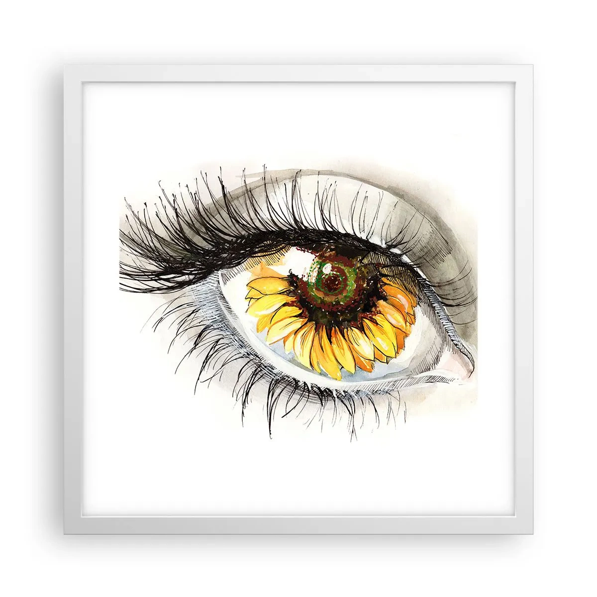 Affisch i vit ram - Blick het som sommar - 40x40 cm