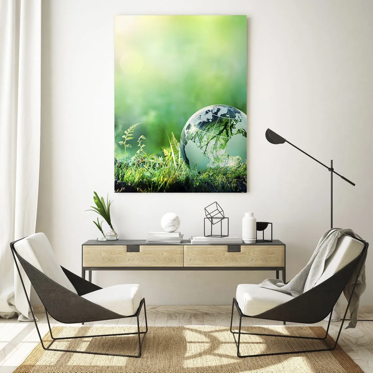 Glastavla - Bild på glas - Grön planet - 70x100 cm