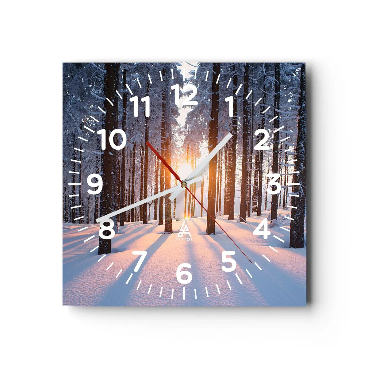 Väggklocka - Klocka på glas - Tydligt svart på vitt - 30x30 cm