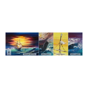 Provbit av fototapet Premium Sand - Modigt mot vågorna - Segelbåt, Hav, Storm - 100x30 cm