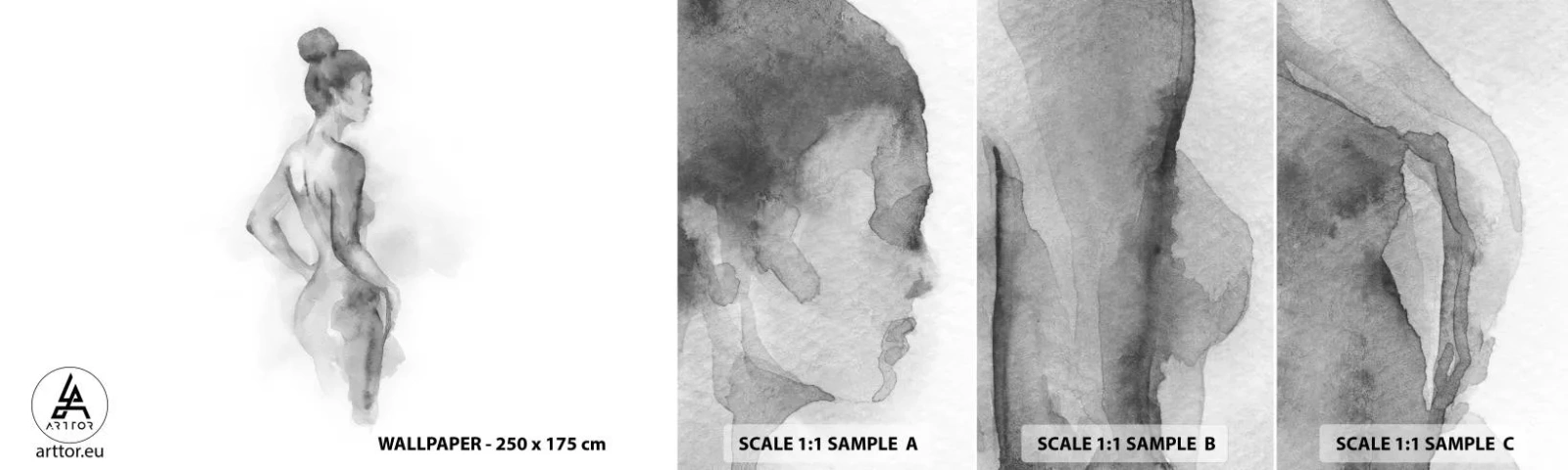 Fototapet Prov Standard Eco - Vacker som målandet - Kvinna, Kropp, Grafik - 100x30 cm