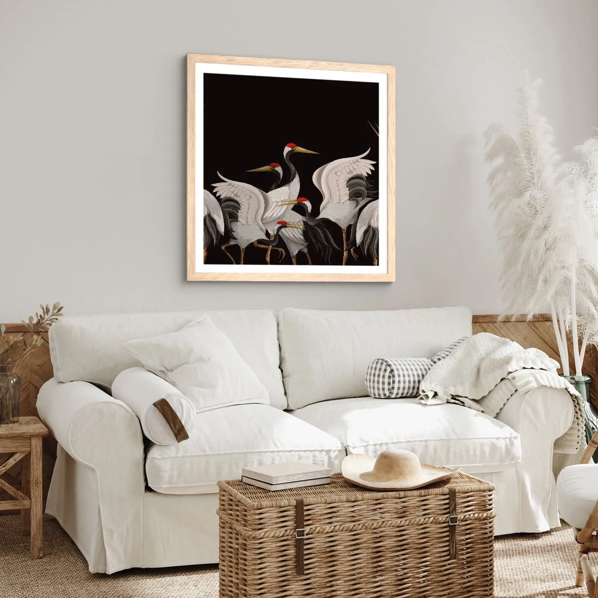 Affisch i ram av ljusek - Fågelärenden - 40x40 cm