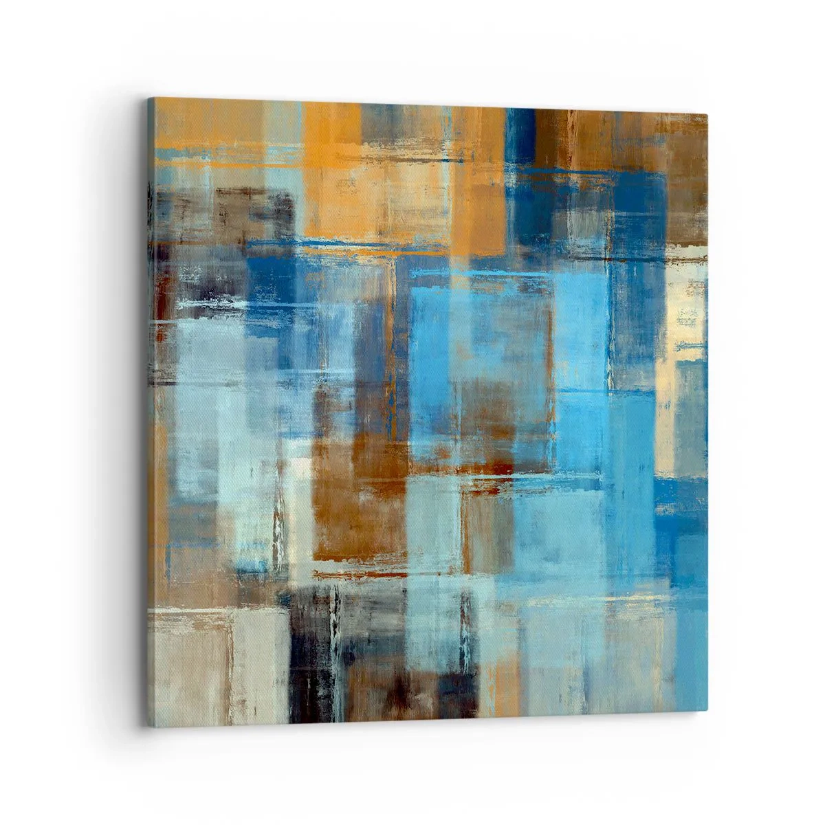 Canvastavla - Bild på duk - Genom blåa gardinen - 70x70 cm