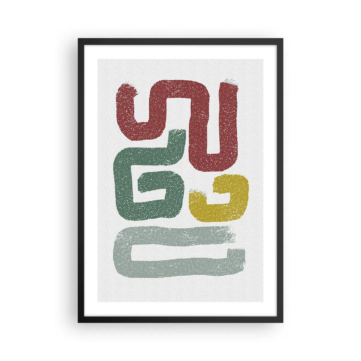 Affisch i svart ram - Abstrakta former i jordnära toner mot en ljus bakgrund - 50x70cm - På ett okänt språk - Modern väggdekoration för vardagsrum och sovrum ARTTOR