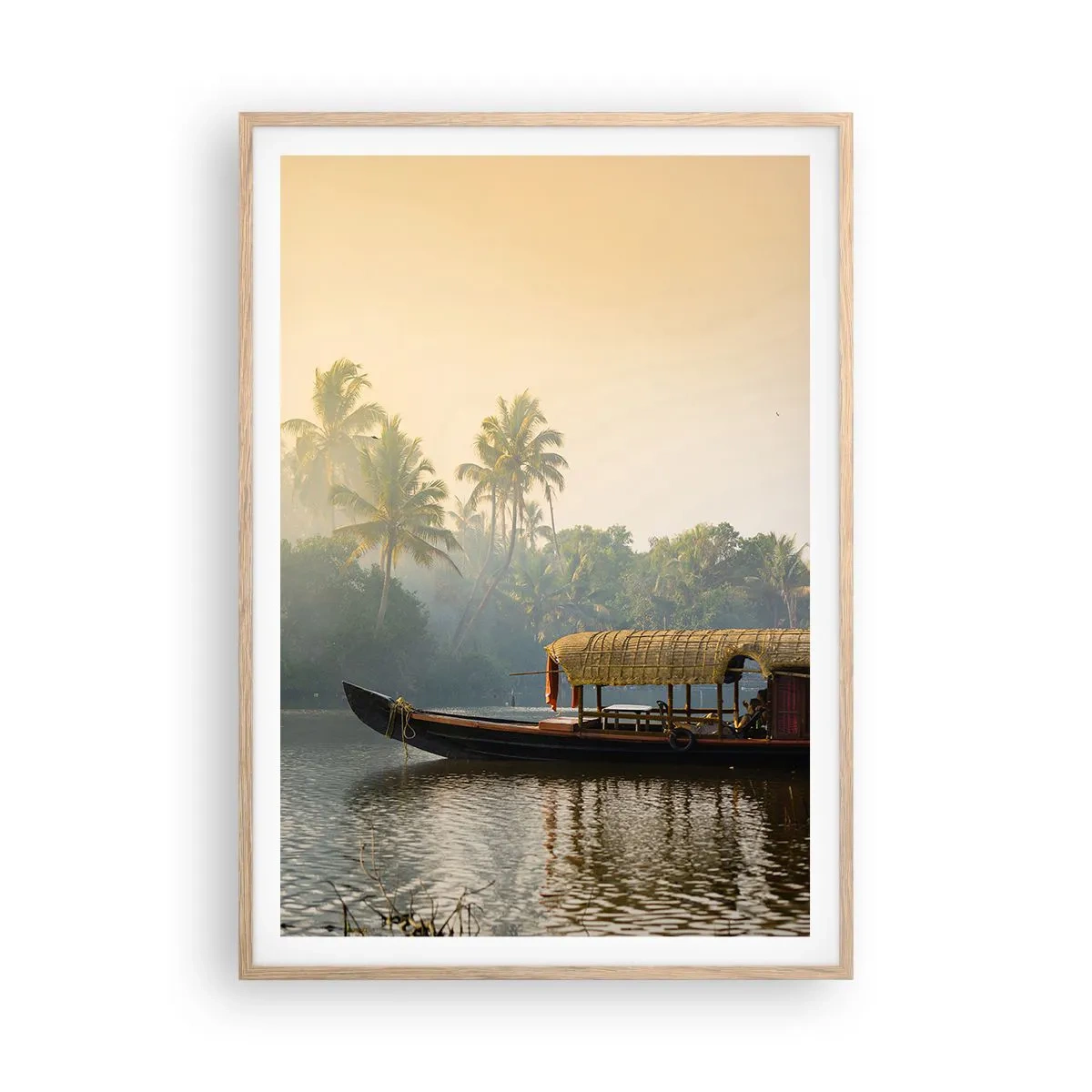 Affisch i ram av ljusek - Hus på floden - 70x100 cm