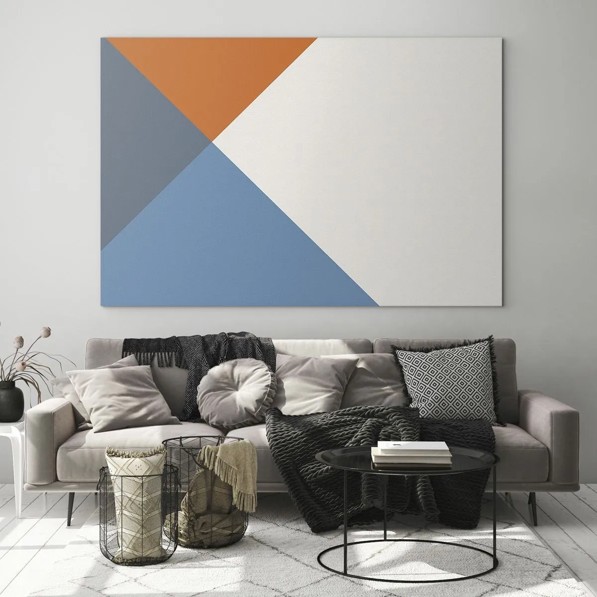 Glastavla - Bild på glas - Geometrisk komposition med färgglada trianglar - 70x50cm - Under vinkel… - Modern väggdekoration för vardagsrum och sovrum ARTTOR