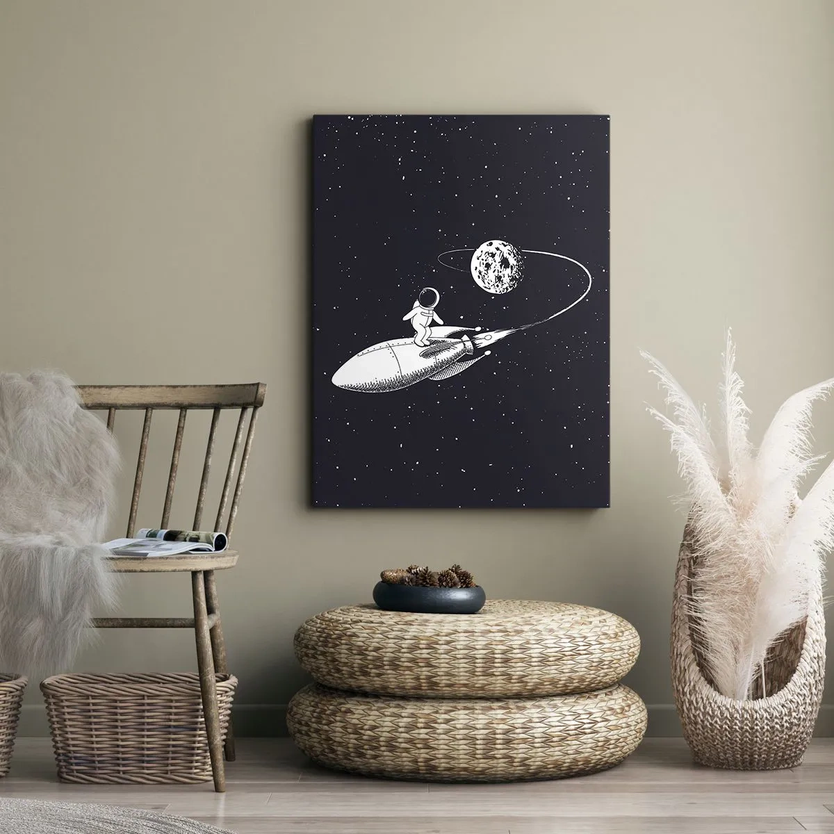 Canvastavla - Bild på duk - Rymdsurfare - 45x80 cm