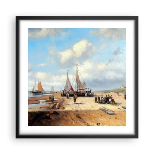 Affisch i svart ram - Efter en lyckad fångst - 50x50 cm