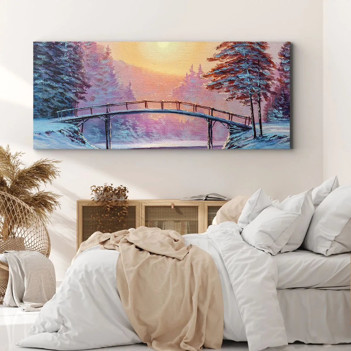 Canvastavla - Bild på duk - De fyra årstiderna - vinter - 140x50 cm