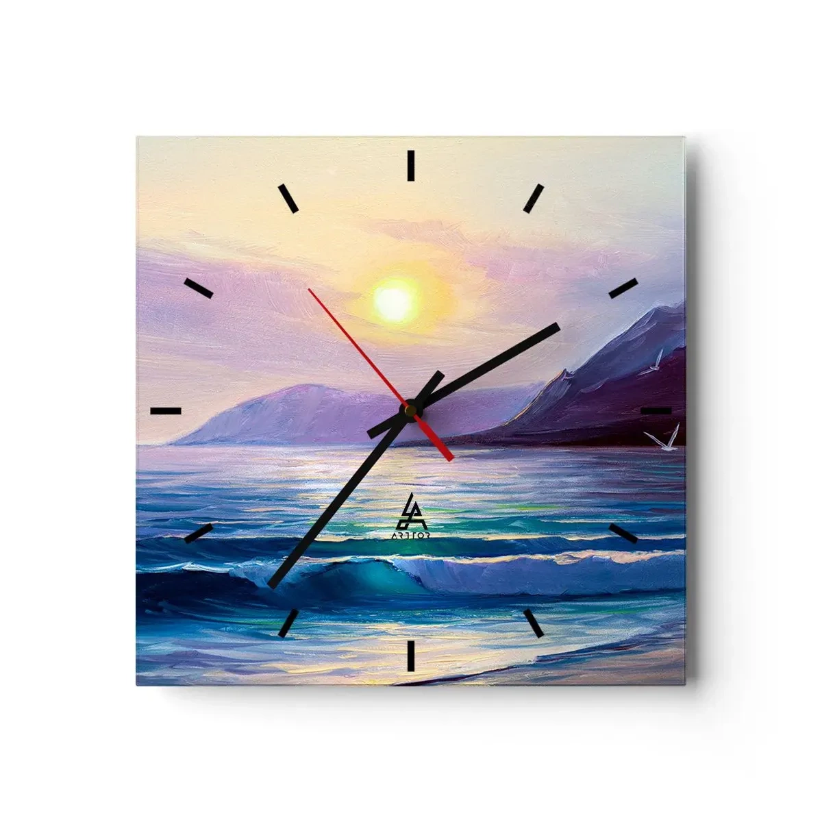 Väggklocka - Klocka på glas - Vattnets och luftens kristall - 30x30 cm