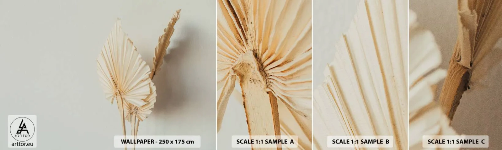 Provbit av självhäftande fototapet Deluxe Sticker - När du behöver stillhet - Ljus, Minimalism, Blad - 100x30 cm