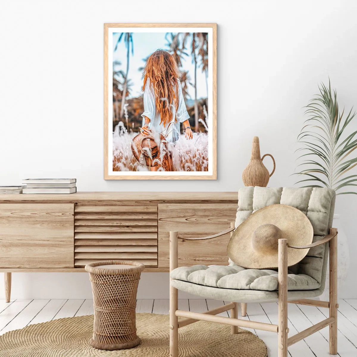 Affisch i ram av ljusek - Född ur gräsdun - 70x100 cm