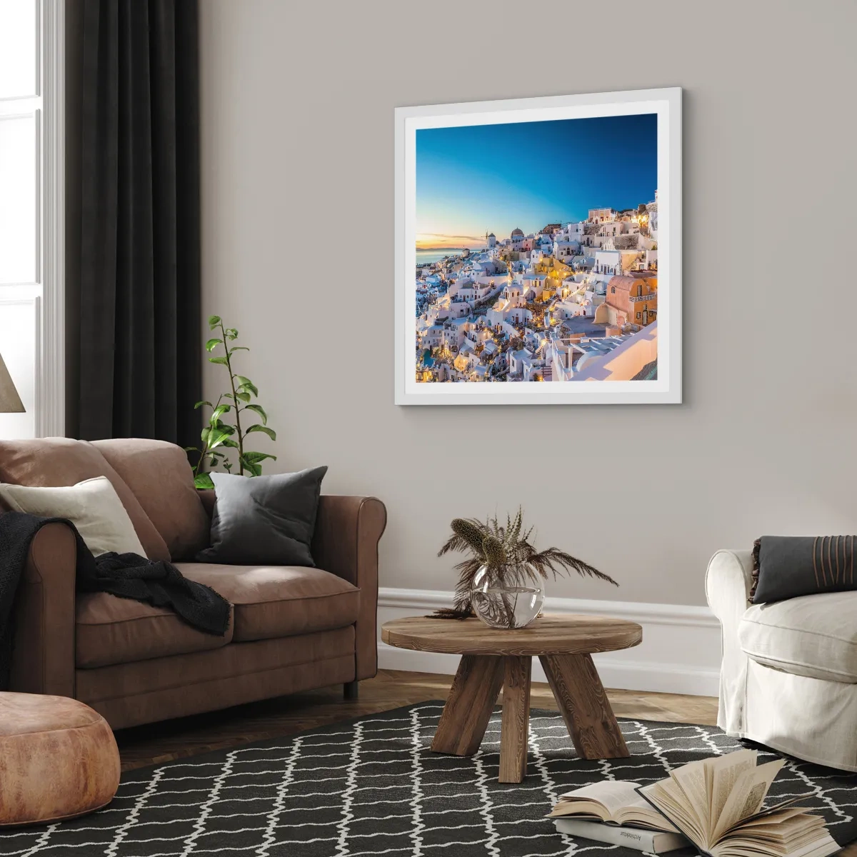 Affisch i vit ram - Grekhetens essäns - 50x50 cm