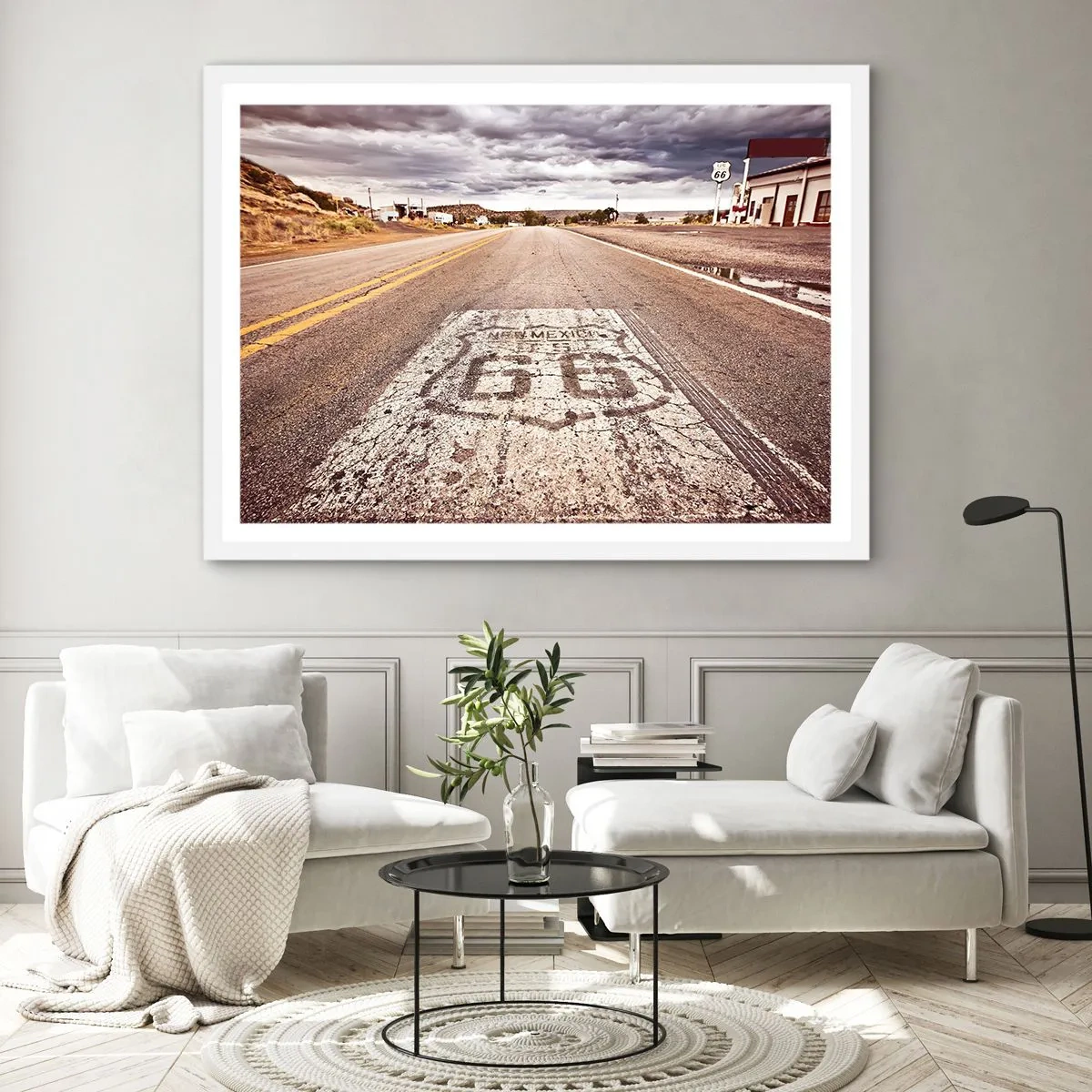 Affisch i vit ram - Mother Road - amerikanska legenden - 100x70 cm
