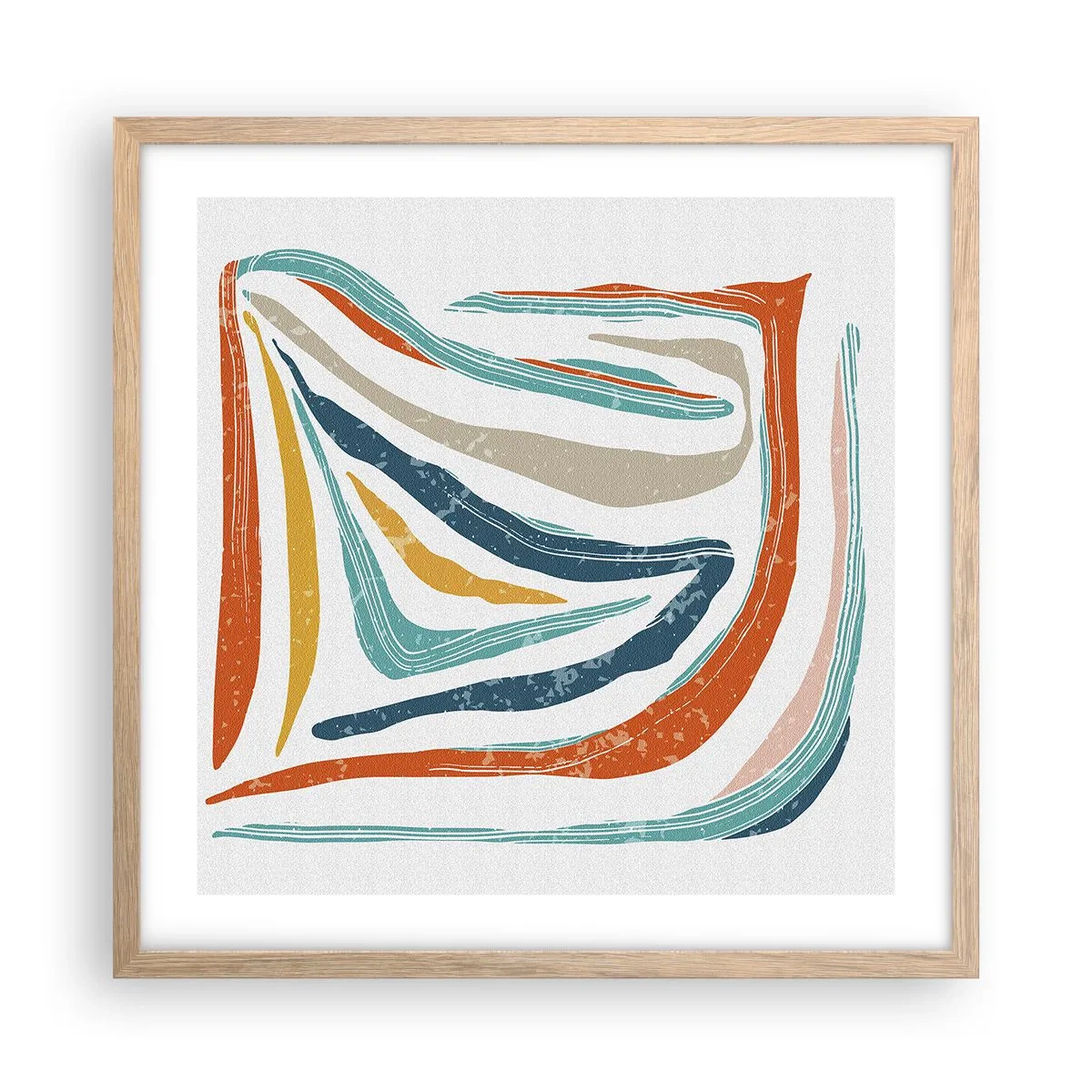 Affisch i ram av ljusek - Vänligt leende abstraktion - 50x50 cm