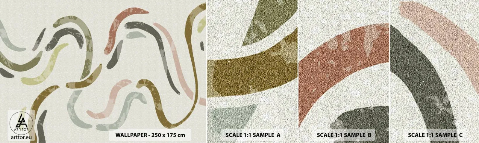Fototapet Prov Standard Eco - Abstraktionens glada dans - Pastell, Minimalistisk, Ljus - 100x30 cm