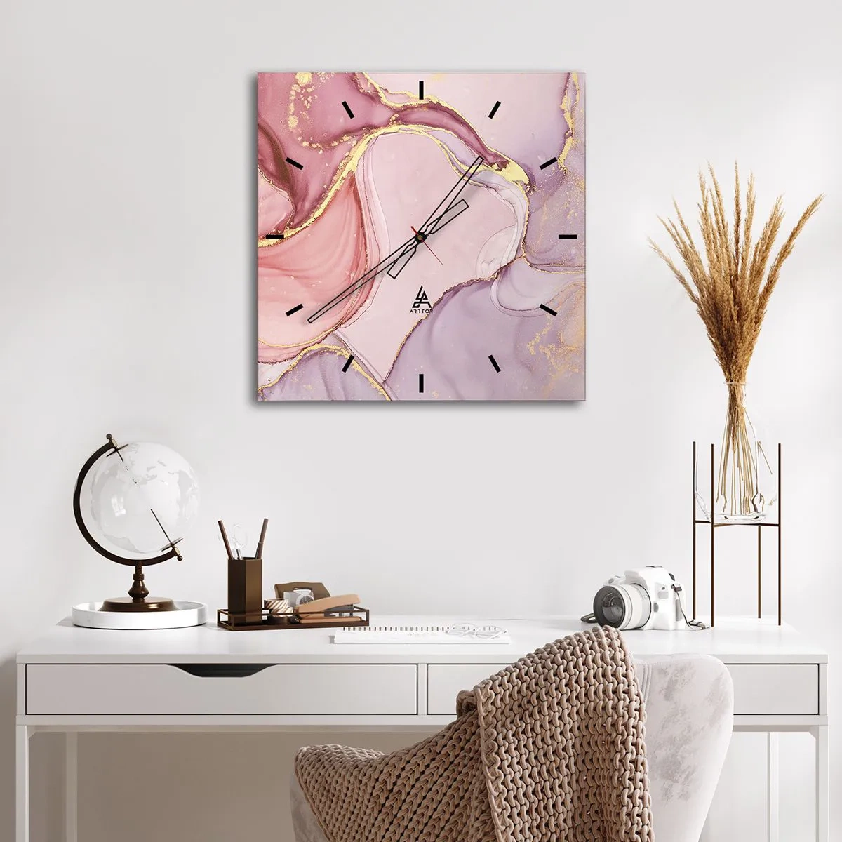 Väggklocka - Klocka på glas - Färgernas smek - 40x40 cm