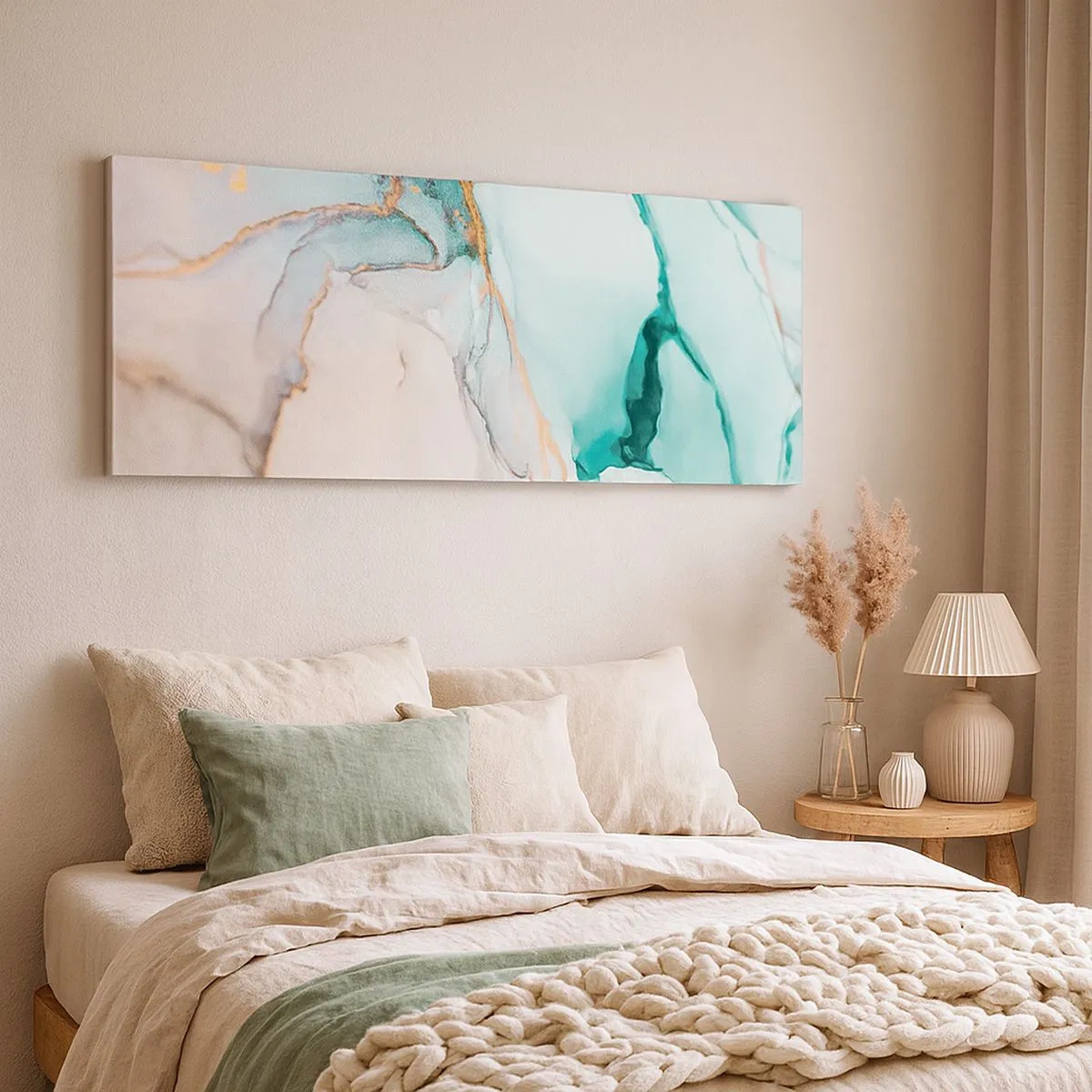 Canvastavla - Bild på duk - Formernas och färgernas dans - 100x40 cm