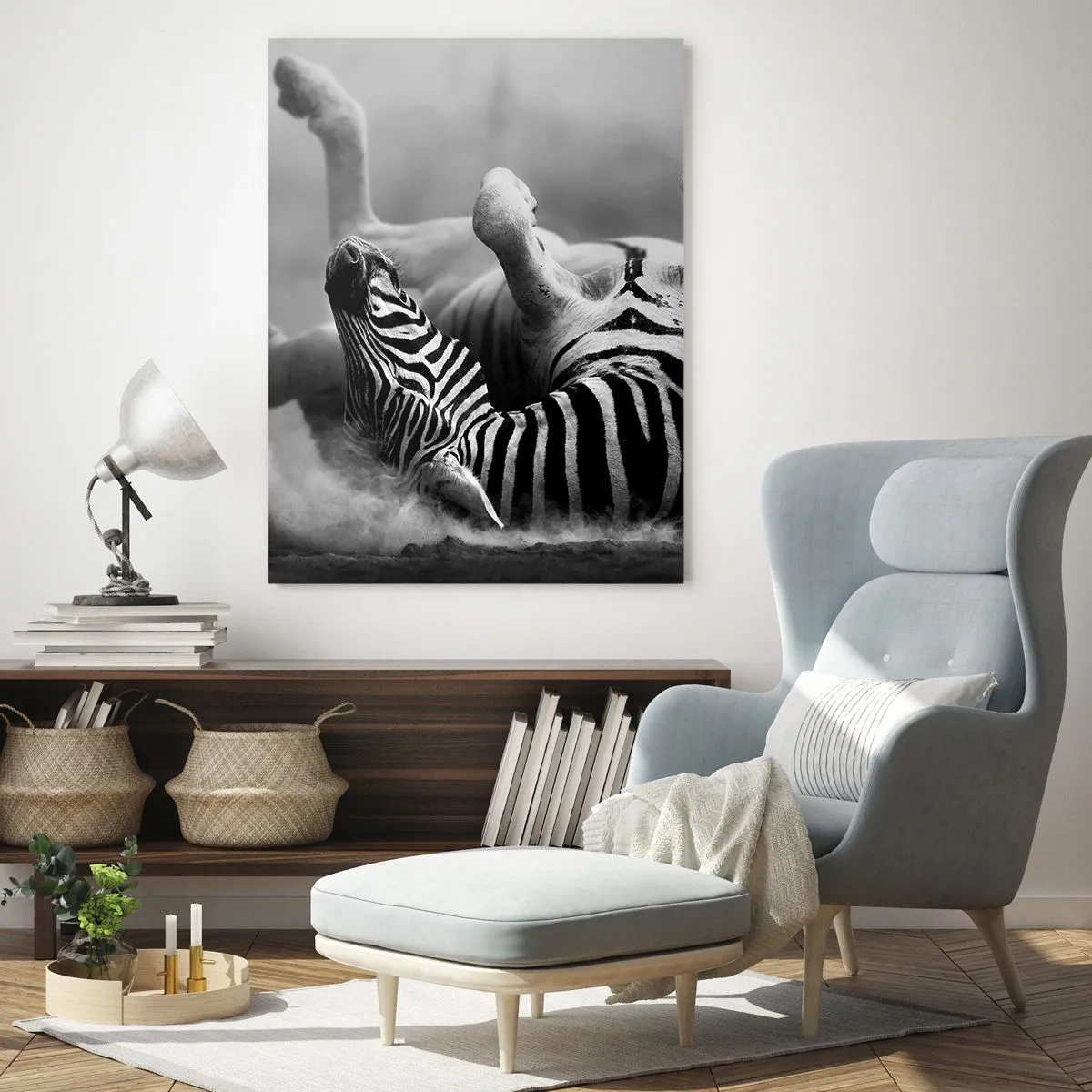 Glastavla - Bild på glas - Endast hästen skulle inte skratta - 50x70 cm