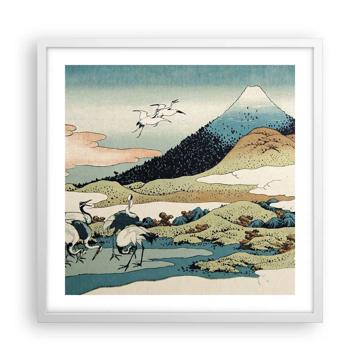 Affisch i vit ram - I japansk anda - 50x50 cm