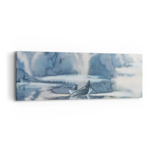 Canvastavla - Bild på duk - Sportfiskare i sitt paradis - 90x30 cm