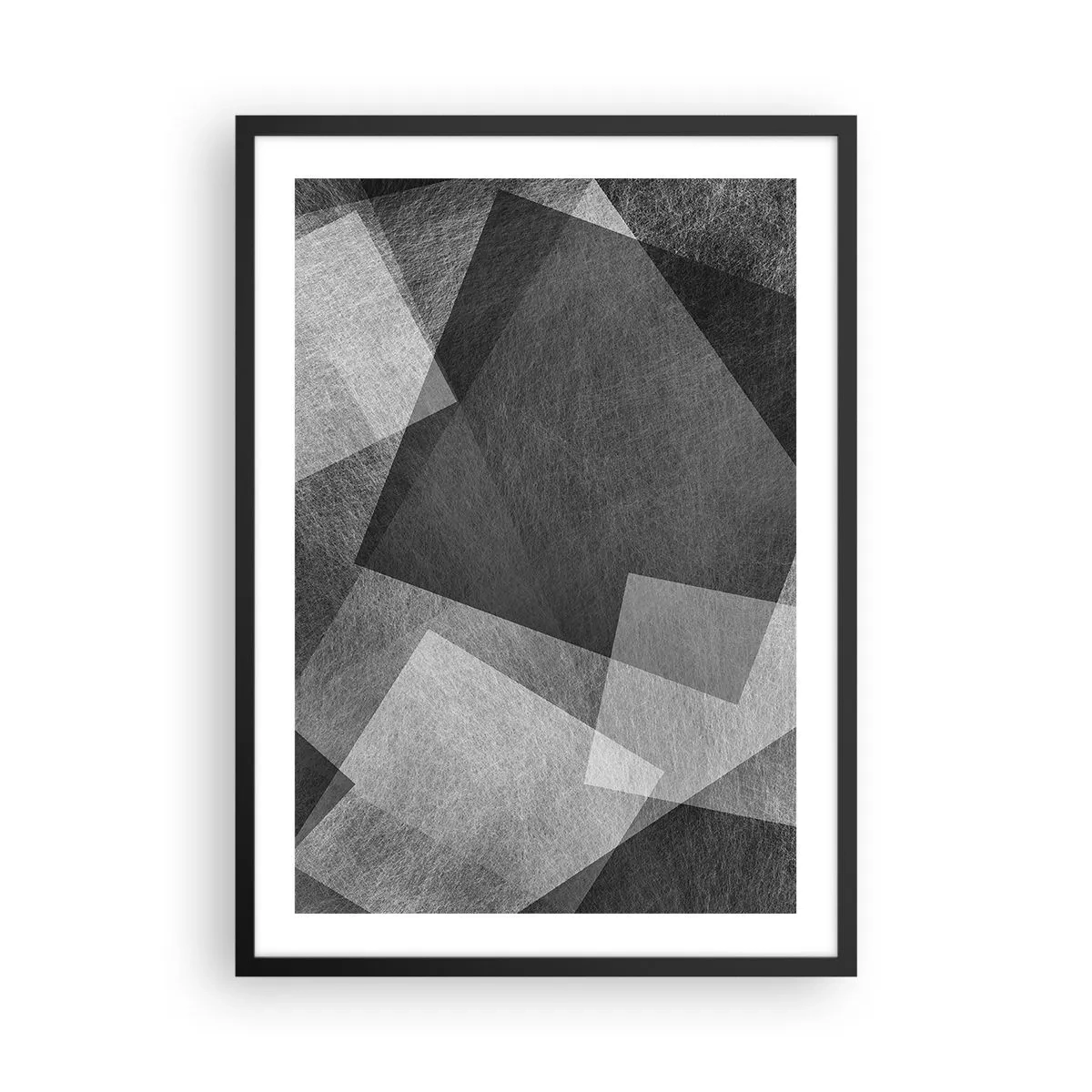 Affisch i svart ram - Svartvit abstraktion med geometriska former - 50x70cm - Den eviga symbolen för hållbarhet och ordning - Modern väggdekoration för vardagsrum och sovrum ARTTOR