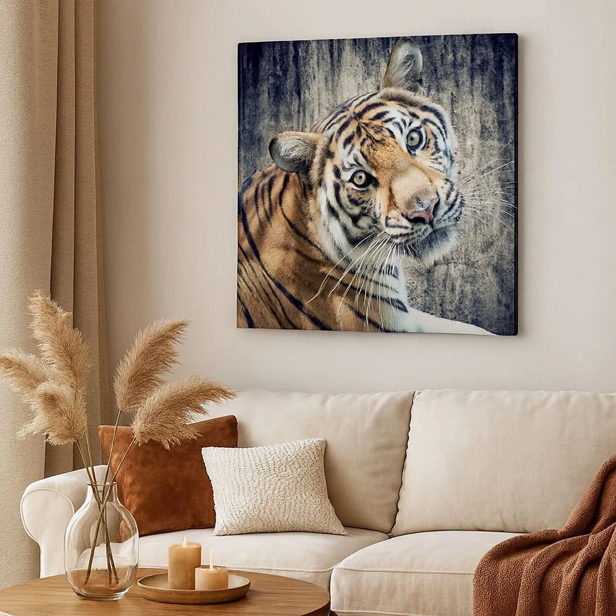 Canvastavla - Bild på duk - Porträtt i ljusstrålar - 30x30 cm