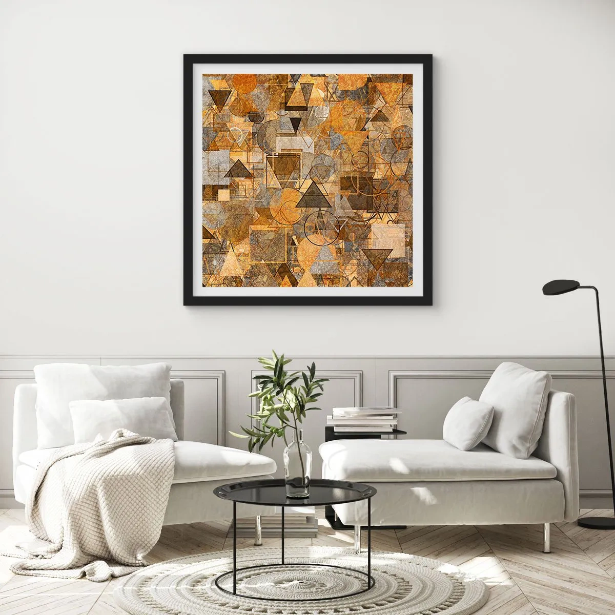 Affisch i svart ram - Värld infattad i form - 60x60 cm