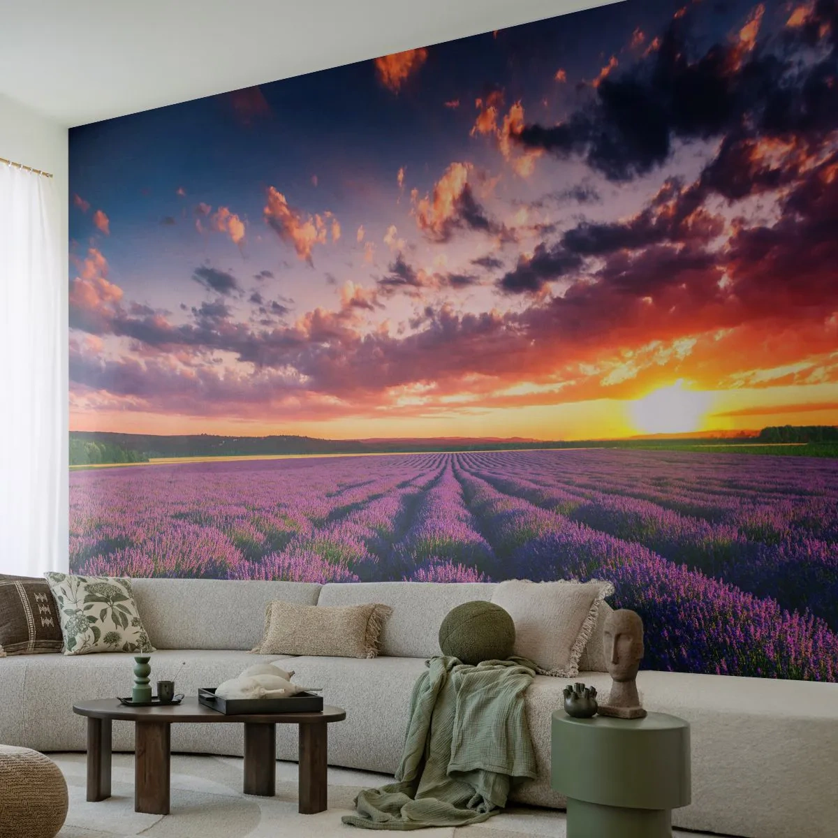 Fototapet Premium Sand - Lavandelvärld - Landskap, Lavendelfält, Lavendel - 100x70 cm