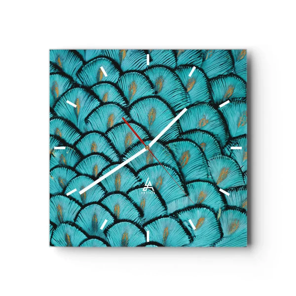 Väggklocka - Klocka på glas - Den stora fjädergalan - 40x40 cm