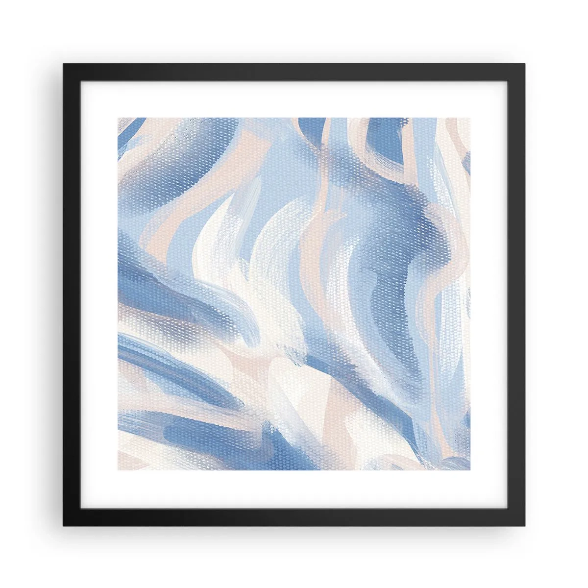 Affisch i svart ram - Blå krusningar - 40x40 cm