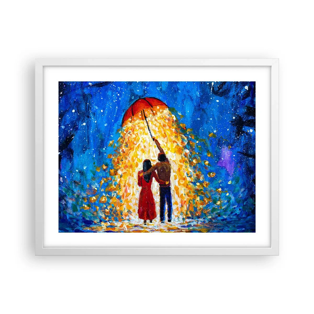 Affisch i vit ram - Magi på en regnig kväll? - 50x40 cm