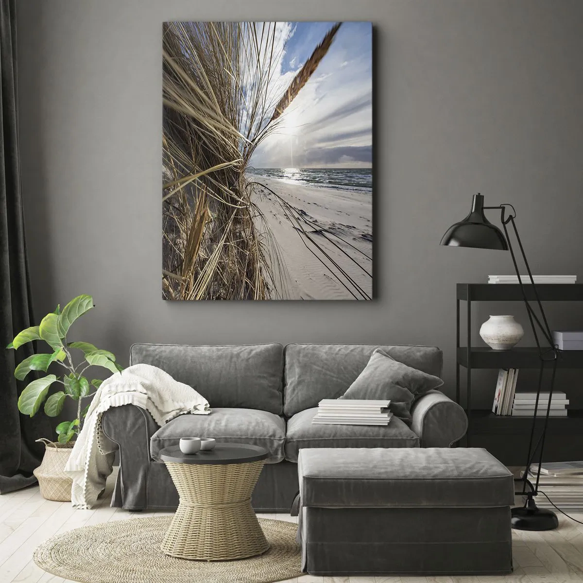 Canvastavla - Bild på duk - Elementens möte - 65x120 cm